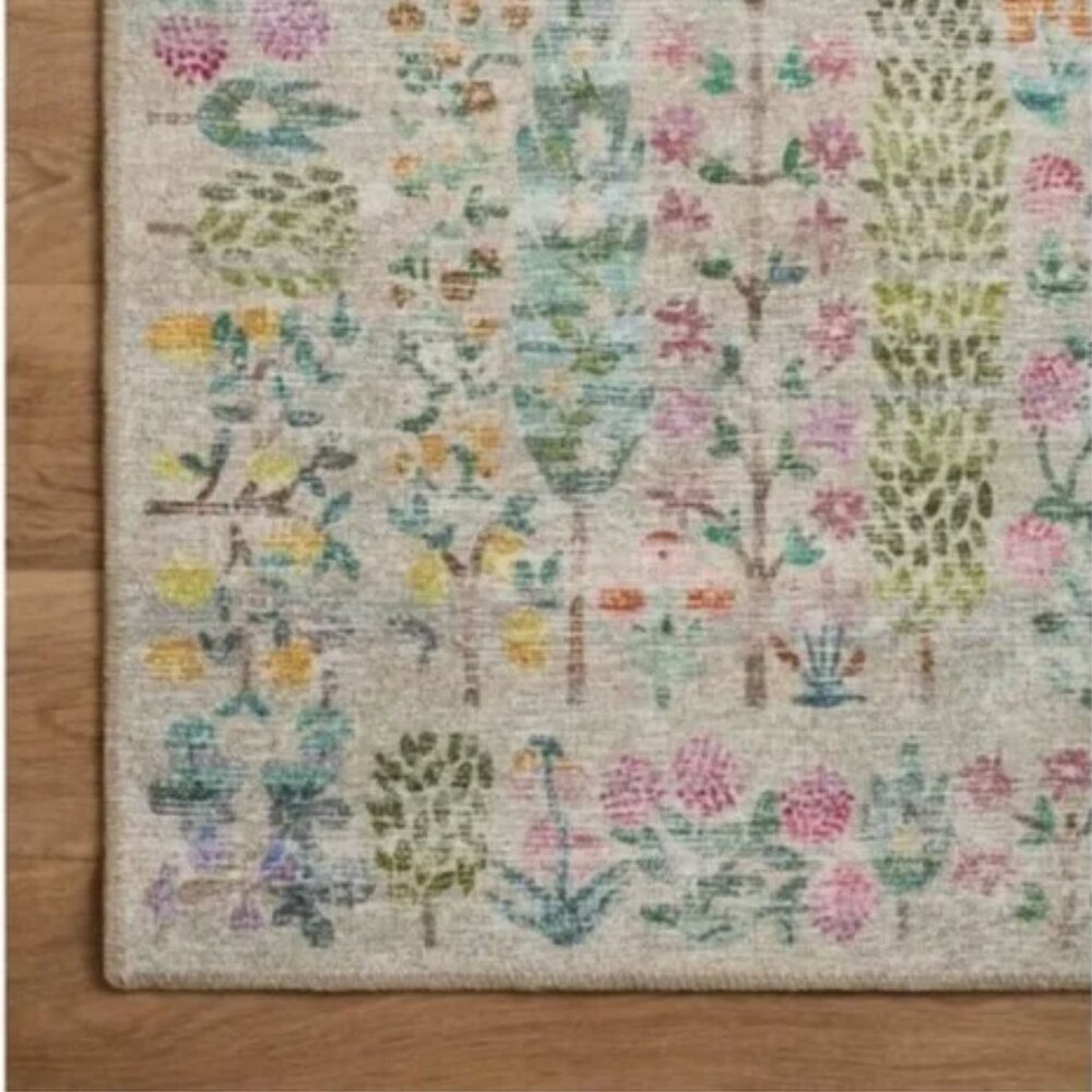 Rifle Paper Co. Floral Garden Rug in Cream, Pink, Green, Blue